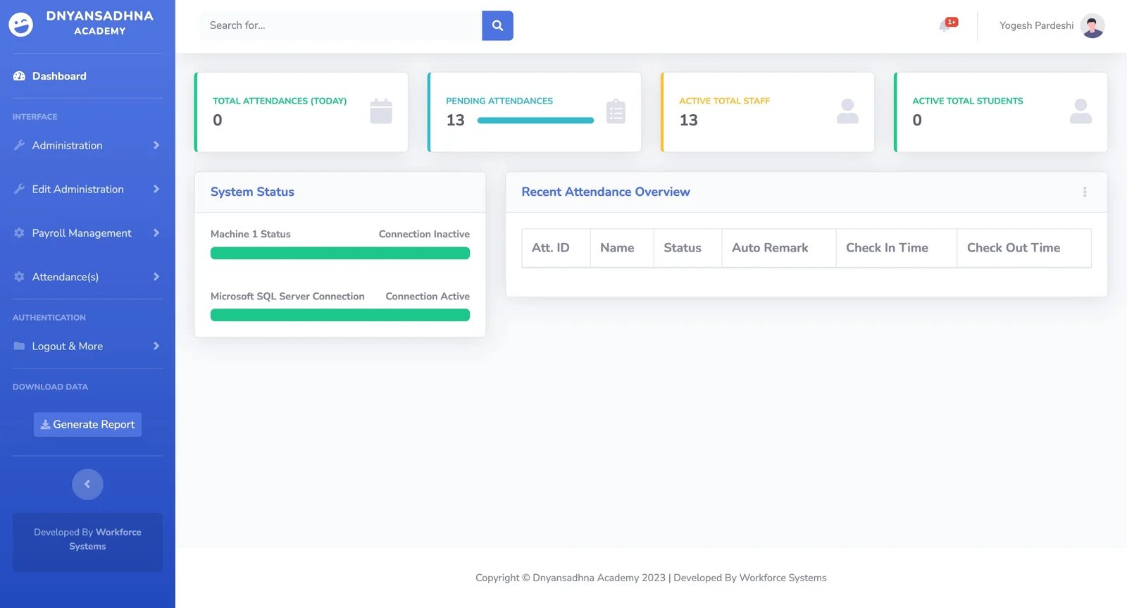 Biometric Attendance System